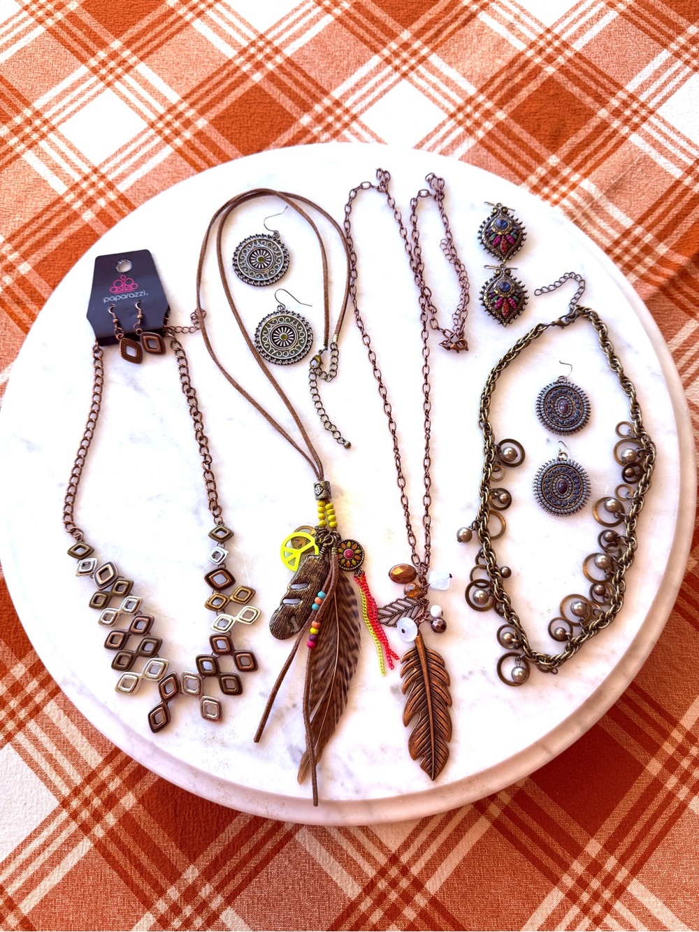 Boho Bundle-Bronze Necklaces and Earrings with Colorful Accents